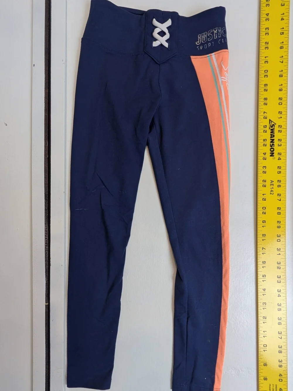 Justice Navy and Orange 'Softball' Athletic Leggings